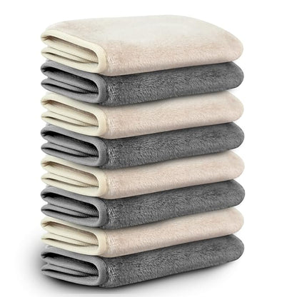 Nugilla Makeup Remover Cloths, 8 Packs Makeup Remover Towels Reusable Face Wash Cloth, Soft Makeup Removal Microfiber Face Cloth for Women(Beige/Cool Grey)