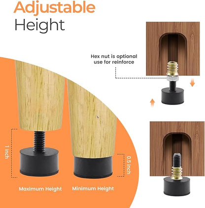 5/16 Rubber Adjustable Furniture Leveler，16 Pack Leveling Feet Screws in Threaded, Feet Levelers Screw On Furniture Glide Leveling for Table, Chair, Furniture Legs