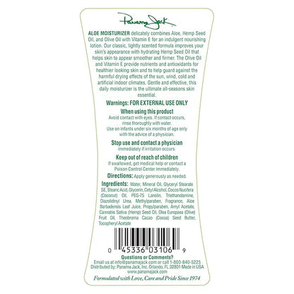 Panama Jack Aloe Moisturizer Lotion - After Sun Daily Skincare , Contains Olive & Hemp Seed Oils with Vitamin E, 8 FL OZ (Pack of 1)