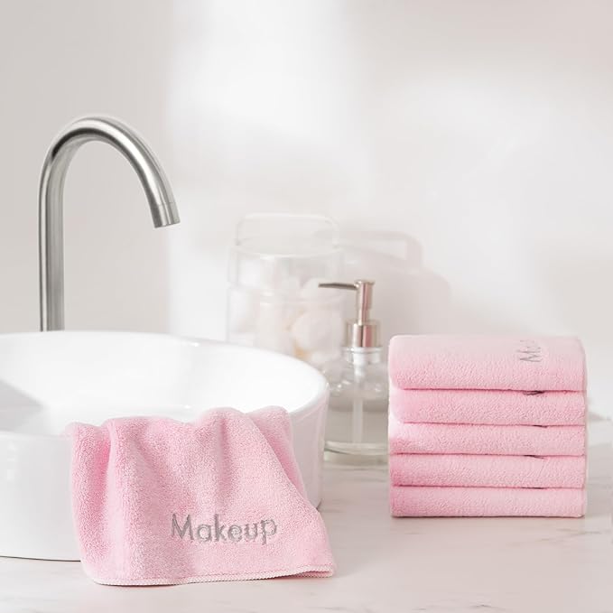 Arkwright Makeup Towels - Bulk Case of 108 - Ultra Soft & Gentle Microfiber Coral Fleece Washcloth Face Make Up Remover, Reusuable Eraser Cloth Essentials for Hosts & Artists, 13 x 13 in, Pink