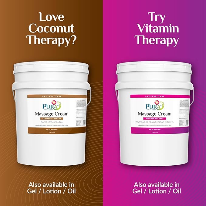 Coconut Therapy 5 Gallon Massage Cream, Deep Tissue Body Formula with Unscented Professional for Recovery and Physical Use, Smooth Hydration, Long Lasting Glide