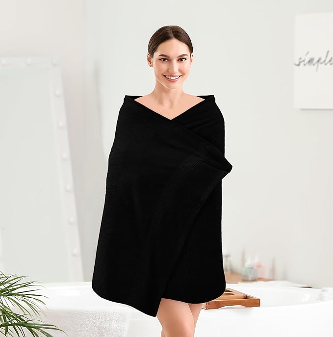 Utopia Towels 4 Pack Premium Bath Towels Set, 27 by 54 Inches, 100% Ring Spun Cotton 600GSM, Lightweight and Highly Absorbent Quick Drying Towels, Perfect for Daily Use, Black