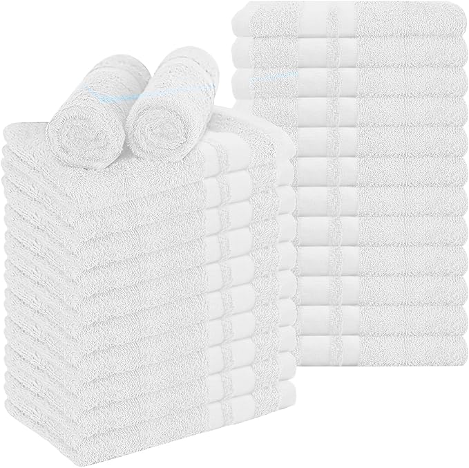 RIVERSIDE Pack of 24 Salon Towels Set – 16 x 26 Inches, 100% Ring Spun Cotton Highly Absorbent and Quick Dry Towels for Salon, Hand, Barber, Gym, Home & Hair Care, White