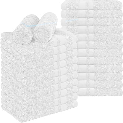 RIVERSIDE Pack of 24 Salon Towels Set – 16 x 26 Inches, 100% Ring Spun Cotton Highly Absorbent and Quick Dry Towels for Salon, Hand, Barber, Gym, Home & Hair Care, White
