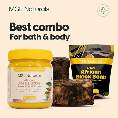 Raw African Black Soap 2.2 lb from Ghana, Africa | Vegan & Organic | Face and body deep cleanse wash. 35.3oz | 2.2 lb | 1kg