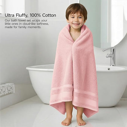 REDKISS 100% Cotton Bath Towels Set of 2, Extra Large Bath Sheets 35 X 70 Inches, 800 GSM, Quick Dry, Ultra Soft & Super Absorbent Bathroom Towel Sets for Bathroom, Gym, Spa, Pool & Hotel, Pink