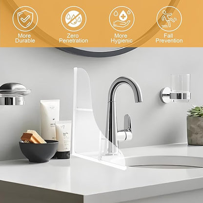 Mofason Silicone Shower Splash Guard, Clear Bathtub Corner Splash Guard, Bathroom Shower Water Guard with Adhesive for Fixing, Can Be Used in Washbasin, Tubs, Sinks Etc - 2Pack