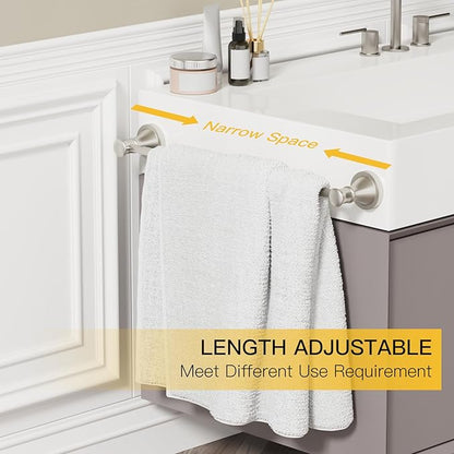 BESy Adjustable 16 to 26 Inch Bath Towel Bar Rack for Bathroom Towel Holder, Wall Mounted Towel Bar Rod Hanger Bathroom Hardware Accessories Hotel Style, Stainless Steel, Brushed Nickel