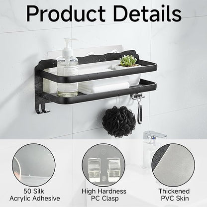 Shower Caddy Adhesive Replacement Hooks 14 Pack, Strong Transparent No Drilling Sticky Pads for Bathroom Shower Shelf Kitchen Rack Storage, Multi Size Adhesive Pads