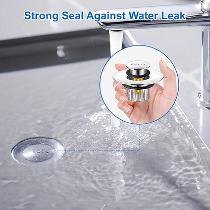 Bathtub Drain Stopper, Pop-Up Tub Stopper with Drain Hair Catcher, Bathtub Plug and Cover with Strainer for 1.5 to 1.8in Tub Drain Hole, Easy to Use