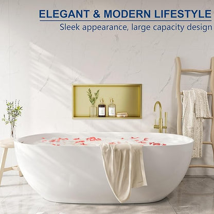 Neodrain No Tile Shower Niche, Golden Stainless Steel Wall Niche 25.1"X13.1"(Inner Size 24"X12"), NO Tile Needed Recessed Cabinet for Bathroom Storage, Waterproof Cubby