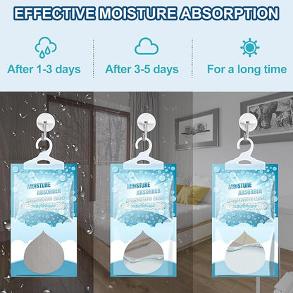 Moisture Absorbers Packets - Hanging Moisture Absorbers Dehumidifier Bags for Closet Bathroom Kitchen, Fragrance Free Humidity Absorber Packs, Removes Moisture & Odors, 5 Pack