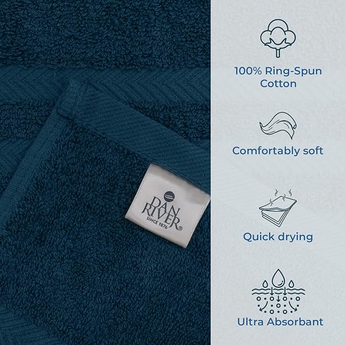 DAN RIVER 2 Pack Luxury Bath Sheets 35x70, 600 GSM, Soft & Quick Dry 100% Ring Spun Cotton Towels Ideal for Hotels, Spas, Gyms & Salons Extra Large, Opal Blue