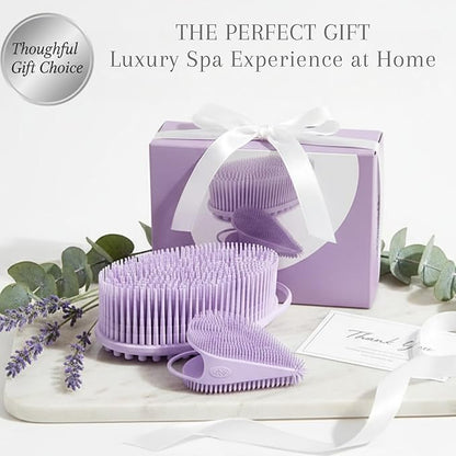 Body Face Scrubber Set Silicone - 2 Pack Shower Brush Facial Cleansing Kit - Avilana Bath Loofah Alternative Complete Skincare System Dual Sided - Gift Set Women Men