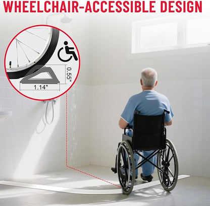 Shower Threshold Water Dam Barrier – 67in Self-Adhesive, Waterproof, Flexible Silicone, Customizable, Easy Install, Prevents Water Leakage & Slipping, Wheelchair Access