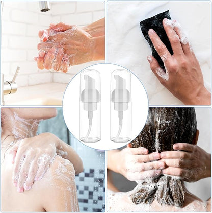 2 Pack Foam Pump Bottle Travel Small Size Mousse Foam Soap Dispenser Mini Empty Clear Plastic Foaming Soap Dispenser Refillable Pump Containers for Face Wash Lash Shampoo Skin Care 50 ml/1.7 oz