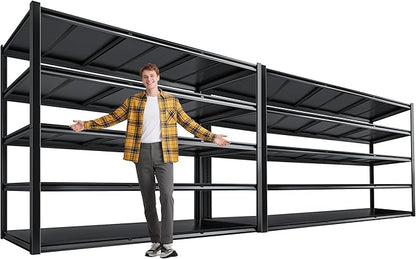 72.2" H Garage Shelving 3000LBS Metal Shelving Unit Adjustable Garage Storage Shelves 5 Tier Heavy Duty Storage Rack for Pantry, Warehouse, Industries, 59.8" W x 72.2" H x 24.2" D, 2 Pack
