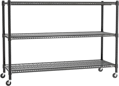REGILLER 3-Wire Shelf Adjustable Heavy Duty Storage Shelves,Metal Organizer Wire Rack for Laundry Bathroom Kitchen Pantry Closet Garage Shelving with Wheel(Black,24" Dx59.6 Wx47.6 H)