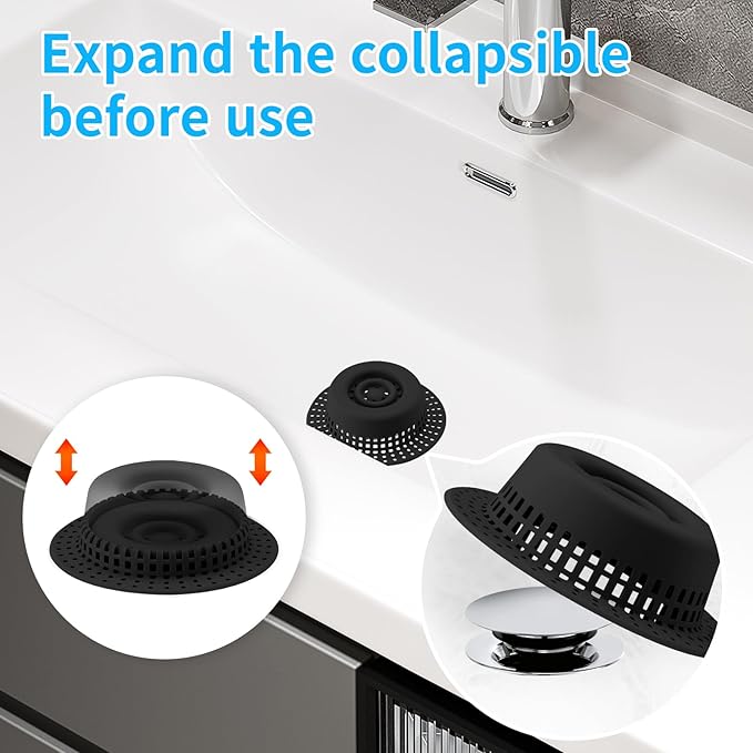 Bathtub Drain Hair Catcher, Shower Hair Drain Catcher Upgraded Protector with Silicone & Stainless Metal Designed for Pop-Up and Regular, Effective Without Slowing Drainage