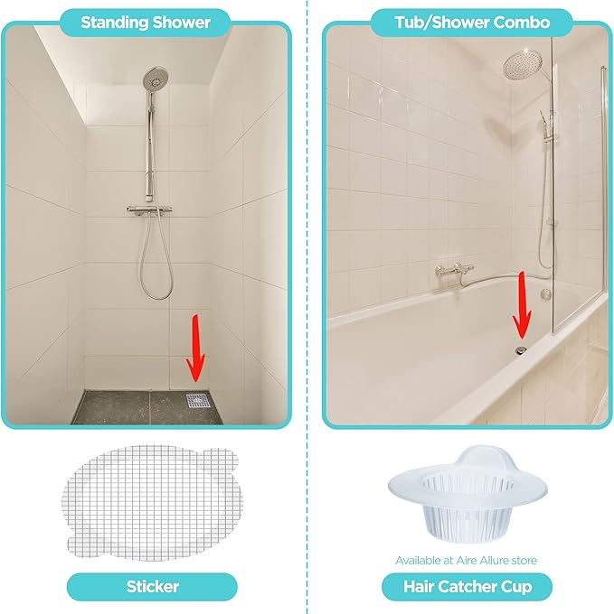 25 Pack, Disposable Shower Drain Hair Catcher Mesh Stickers