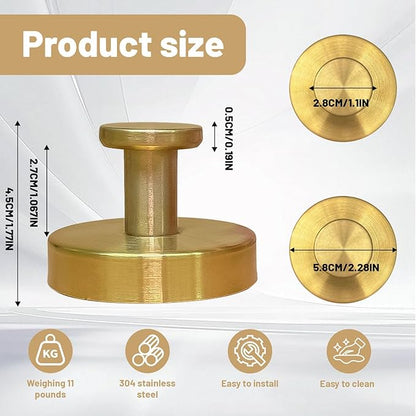 4Pcs New Model No-Drill Suction Cup Hooks for Door Wreaths, Wreath Hangers for Front Door, Suction Cup Hooks for Shower, Removable, Waterproof & Rustproof (Gold)