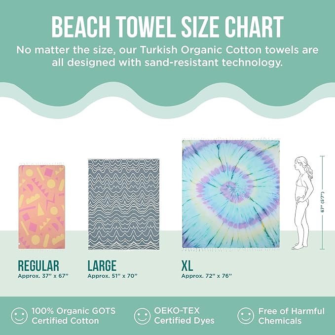 Sand Cloud Turkish Beach Towel - 100% Organic Cotton Turkish Bath Towels - Ultra Soft, Sand Free & Quick Dry Towel for Beach, Pool, or Picnic Blanket - As Seen on Shark Tank – Goa