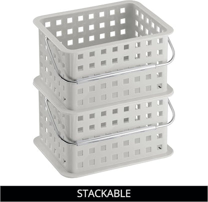 iDesign Plastic Handle-Portable Shower Caddy-Set of 3-Light Gray Basket