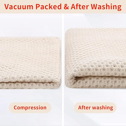 Homaxy 100% Cotton Waffle Weave Kitchen Dish Towels, Ultra Soft Absorbent Quick Drying Cleaning Towel, 20x28 Inches, 8-Pack, Beige