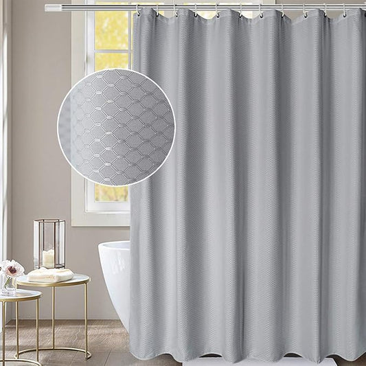 AooHome Waffle Weave Fabric Shower Curtain for Bathroom, 72"x78" Extra Long Bath Curtain with Weighted Hem, Heavy Duty, Water Repellent, 72 Width by 78 Height Inch, Grey