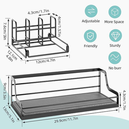 Toothbrush Holders, Bathroom Organizers and Storage with Instant Drying Stone, 6 Slots Bathroom Accessories with Adjustable Toothpaste Holders, Bathroom Counter Organizer, Black