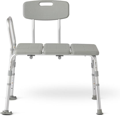 Tub Transfer Bench, 400 lb Capacity Bath & Shower Seat, Tool-Free Assembly, Anti-Slip Suction Feet, Lightweight Frame, for Seniors & Mobility Assistance