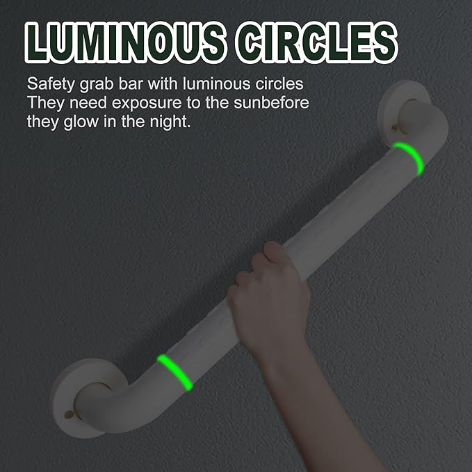 Non-Slip handrails, Stainless Steel Shower Safety Handles, Suitable for bathrooms, Elderly, Handicapped, Handicapped, and Pregnant Women (White, 23.6 1.4in)