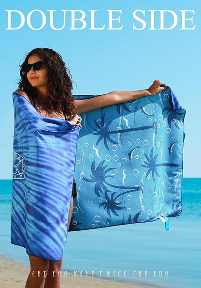 4 Pack Microfiber Lightweight Thin Beach Towel Sand Free Quick Dry Super Absorbent Large Towels for Swimming Pool Yoga Gym Travel Vacation Beach Accessories Essentials for Adults