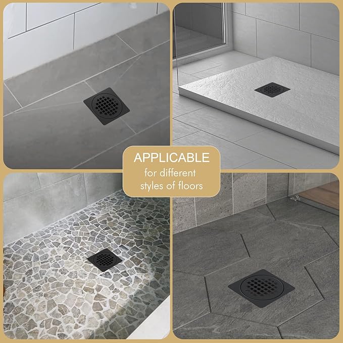 4” Drain Grate Kit Replacement, Compatible with Schluter Kerdi-Drain Flange, Removable Shower Floor Drain Kit with SUS 304 Stainless Steel Grate & CUPC Certification, Matte Black