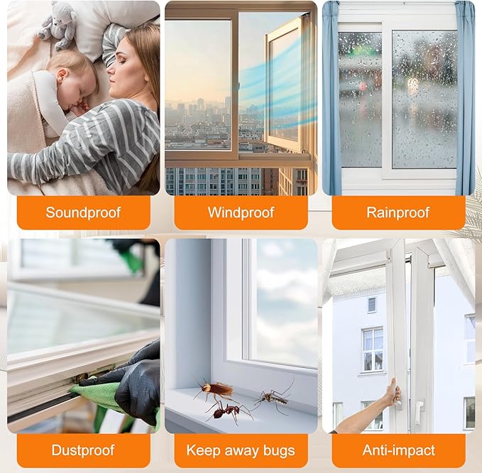 33.3FT Self-Adhesive Weather Stripping Seal for Door Frames and Sliding Windows, Weatherstripping for Soundproofing, Dustproof, Window Insulation for Winter, 0.35'' Wide x 0.2'' Thick, White