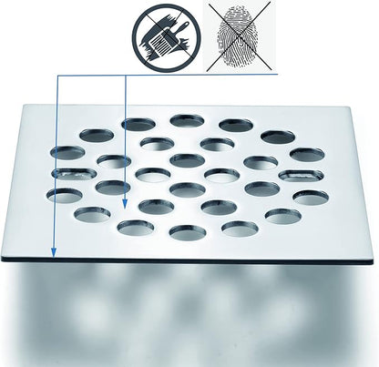 RRAJJ Square Improve 4-1/4 Inch(108mm*108mm) Screw-in Shower Floor Drain Grate Strainer (Chrome)