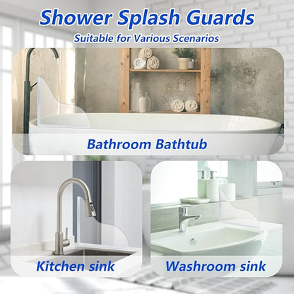 2 Pcs Bathtub Water Guards,Bathroom Shower Splash Guard for Tub, Shower Water Guard for Bathtub Shower Guards Removable, Bathtub Water Splash Guards Corner Guards to Keep Water in Shower Bath
