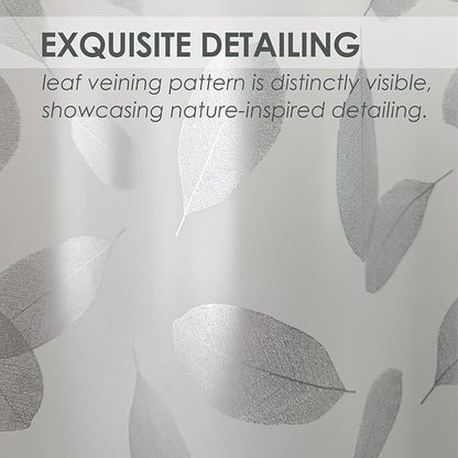 Plastic Shower Curtain Liner, Waterproof Printed PEVA Shower Curtain with Design, Silver Leaf Pattern, Rustproof Grommets, Standard Size 70x72 Bathtub Curtain for Bathroom (Pack of 1)