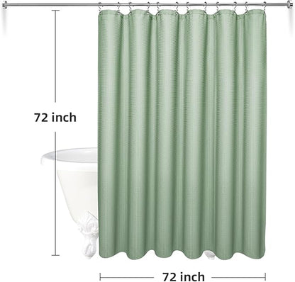 LaCyan 3 in 1 Waterproof Waffle Weave Shower Curtain and Clear Liner Set with 12 Stainless Steel Hooks Double Sided for Bathroom 72 Inches Heavy Duty Polyester Fabric Shower Curtains 72x72