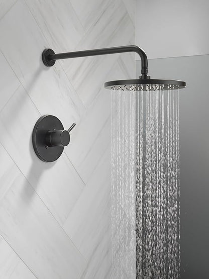 Delta Modern 14 Series Round Rain Shower Faucet Set, Matte Black Shower Head and Handle Set, Valve Trim Kit, Matte Black T14269-BL-PP (Valve Not Included)