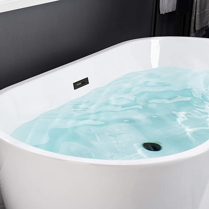 WOODBRIDGE BTA1514-MB-Drain &O+ Pillow Bathtub, Black