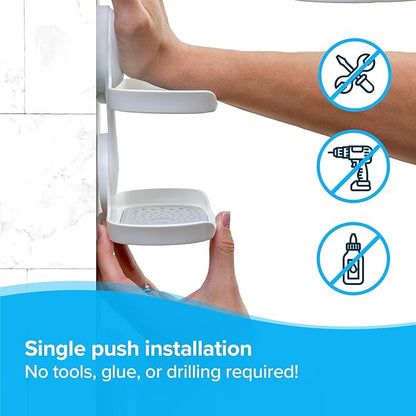 SlipX Solutions Double Soap Saver, Strong Hold Suction Cup Soap Holder, Must Have Universal Kitchen & Bathroom Shower Accessories, No Drilling, No Tools, Rust-Proof, Removable, White