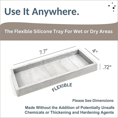 Countertop and Vanity Tray - Small 7.7” Silicone Tray for Soap Dispenser Bottles, Sponge Holder for Kitchen Sink Caddy Organizer, Bathroom Trays, Dish Soap Holder for Kitchen Counter, Keys