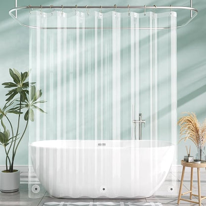 AmazerBath Extra Long Shower Curtain Liner, Clear, 84 Inches Long, 72x84 Plastic Curtain Liner, Cute PEVA Tall Shower Liner for Bathroom with 3 Magnets