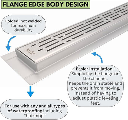 SereneDrains 304 Stainless Steel Linear Shower Drain 60 Inch Matte White Shower Drain Kit Broken Lane for Tile Floor Long Hair Catcher Strainer Grate Cover Bathroom (Matte White, 59 Inch)
