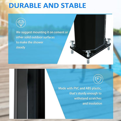 Outdoor Pool Shower Solar Heated, 9.3 Gallon Garden Pool Shower w/ 360° Swivel Shower Head and Foot Shower Tap, for Outdoor Backyard Poolside Beach Pool Spa