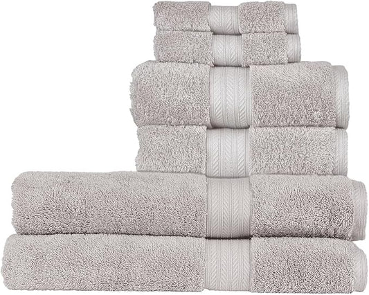 Christy Renaissance 6 Piece Gray Towel Set | 100% Egyptian Cotton | Luxury Bathroom Towels | Soft and Super Absorbent | 675 GSM | 2 Bath Sheet 2 Hand 2 Face | Dove Gray
