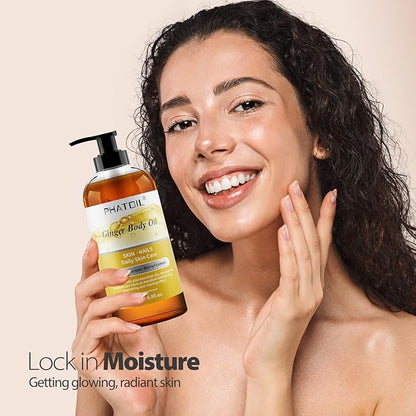 PHATOIL Ginger Oil for Body Massage,Gua Sha, Lymphatic Drainage, 260ML Large Bottle Body Oils for Moisturizing and Nourish Skin, Premium Ginger Body Massage Oil for All Skin Types(8.8oz)