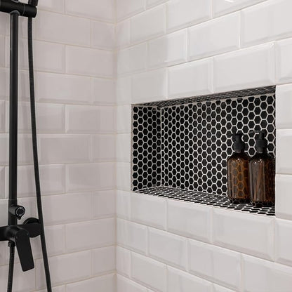 VEVOR Shower Niche, 16 x 28 x 4 inch Recessed Wall Niche with Movable Divider Shelf, Modern Soap & Shampoo Storage Organizer, Square Corners, Sealed Waterproof Design, Black for Bathroom Shower