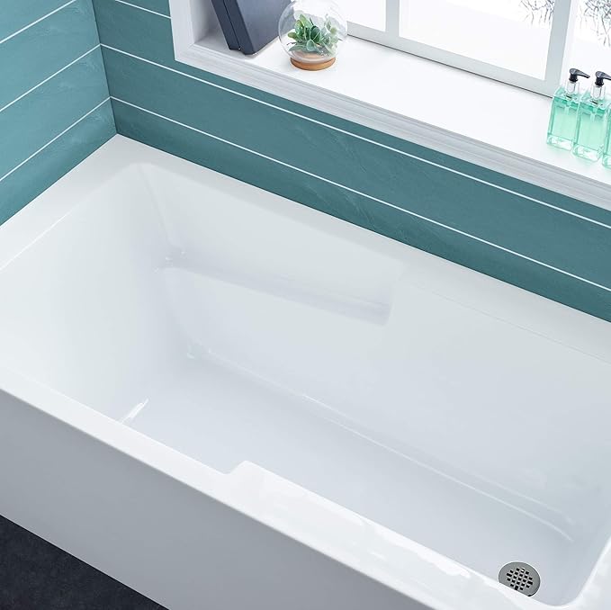 Swiss Madison Well Made Forever SM-AB543 Voltaire Alcove Tub with Armrest 60" x 32" in Glossy White